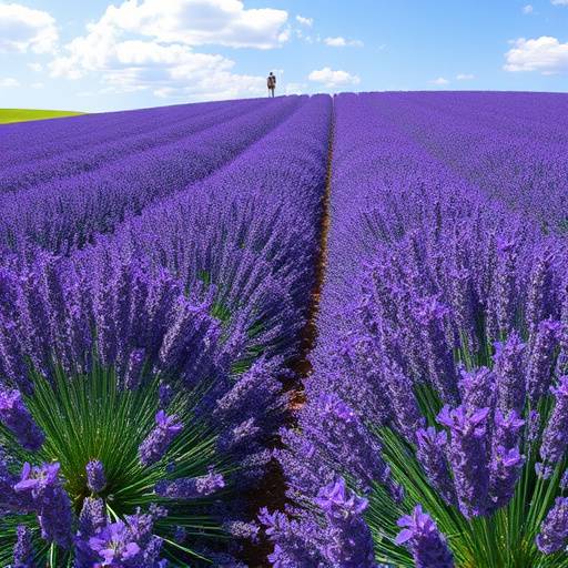 Campos de lavanda en flor en la Provenza espa&ntilde;ola, bajo un cielo de verano.
