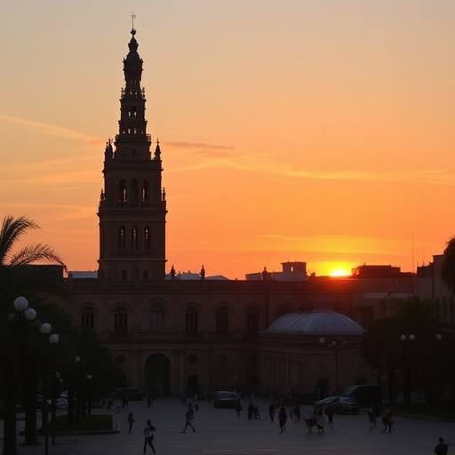 Giralda de Sevilla con el atardecer