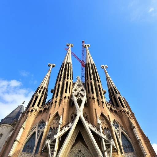 La Sagrada Familia de Barcelona, obra maestra de Gaud&iacute;, con sus fachadas detalladas y torres elev&aacute;ndose al cielo.