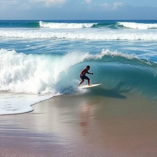 Surfista surfeando una ola en una playa de Cantabria.