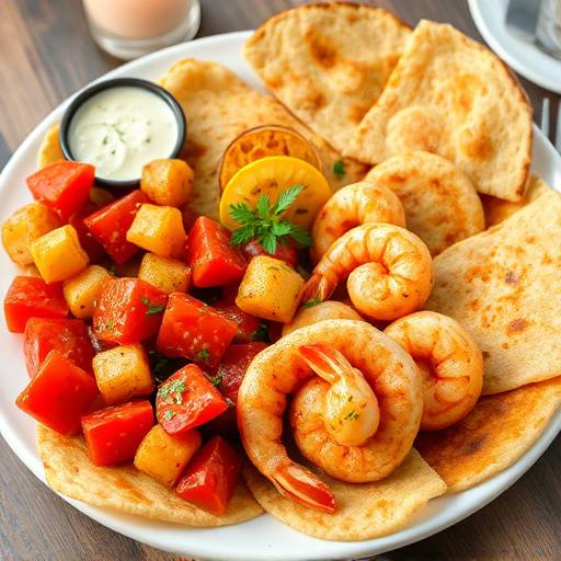 Tapas variadas: patatas bravas, gambas al ajillo, tortilla espa&ntilde;ola y jam&oacute;n ib&eacute;rico